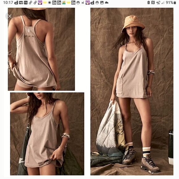 *READ LISTING* Free People Movement Hot Shot Mini Dress in Khaki Small - Picture 1 of 7